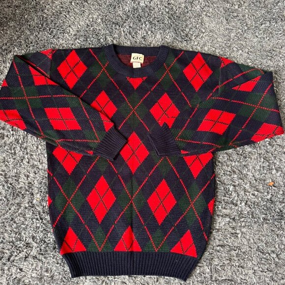 Vintage GFC Company Red And Black Crewneck Sweater I3 - Picture 1 of 3
